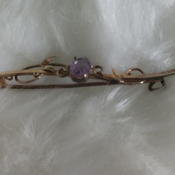 #14 copy ANTIQUE TRUE VICTORIAN Amethyst & Rose Gold Bar Pin